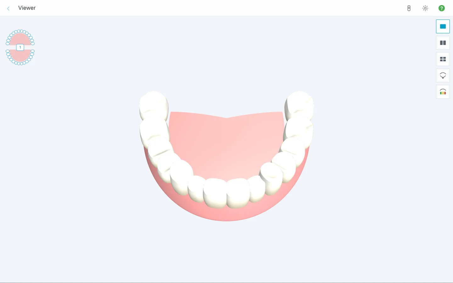 The platform's 3D viewer showing a lower arch