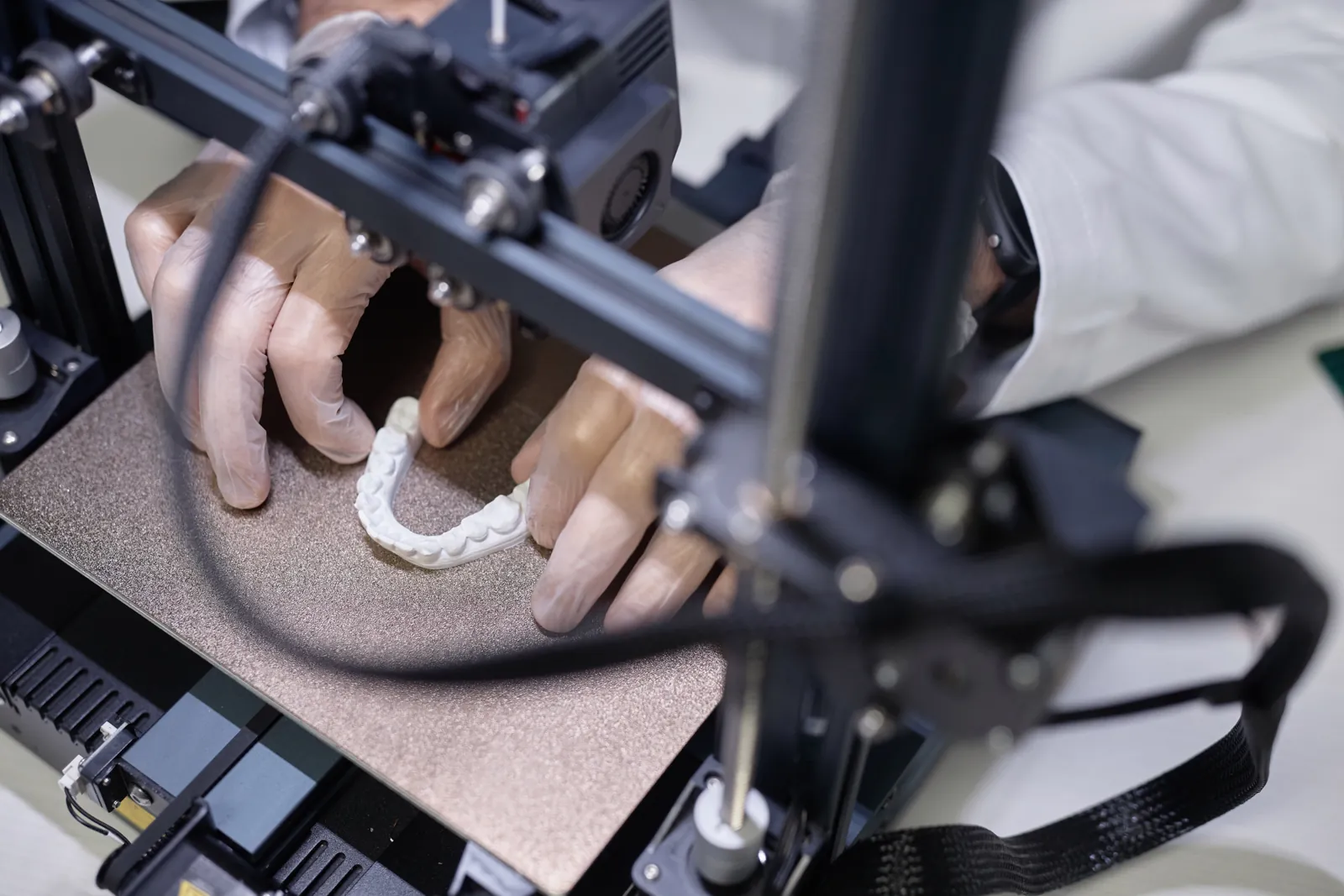 A dental model on a 3D printer platform